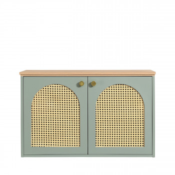Ali - Meuble de salle de bain 1 vasque en bois et cannage