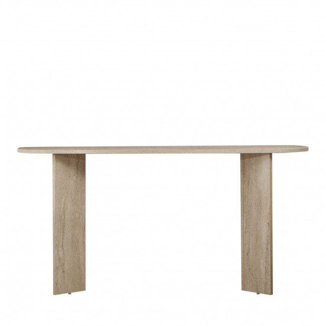 Sam - Console ovale en effet travertin L150cm