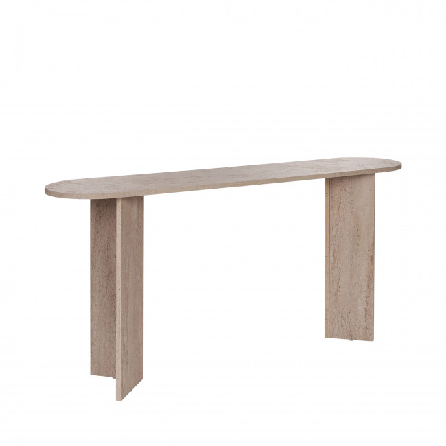 Sam - Console ovale en effet travertin L150cm