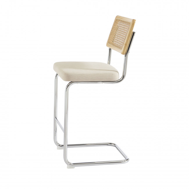 Skana - Lot de 2 chaises de bar en velours côtelé pieds chrome H66cm
