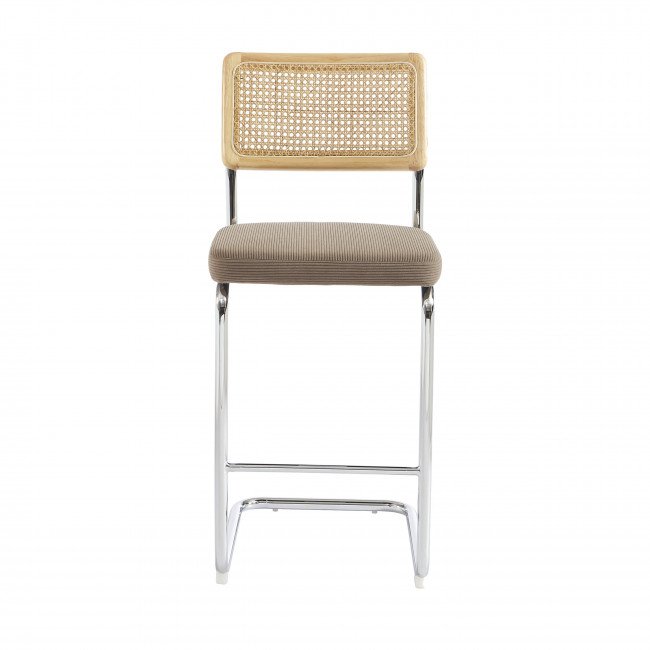 Skana - Lot de 2 chaises de bar en velours côtelé pieds chrome H66cm