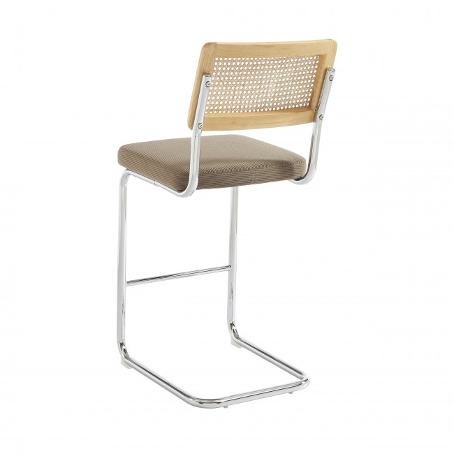 Skana - Lot de 2 chaises de bar en velours côtelé pieds chrome H66cm