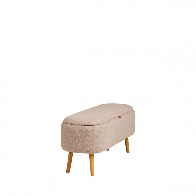 Harlow - Banc coffre en tissu bouclette et bois L95cm