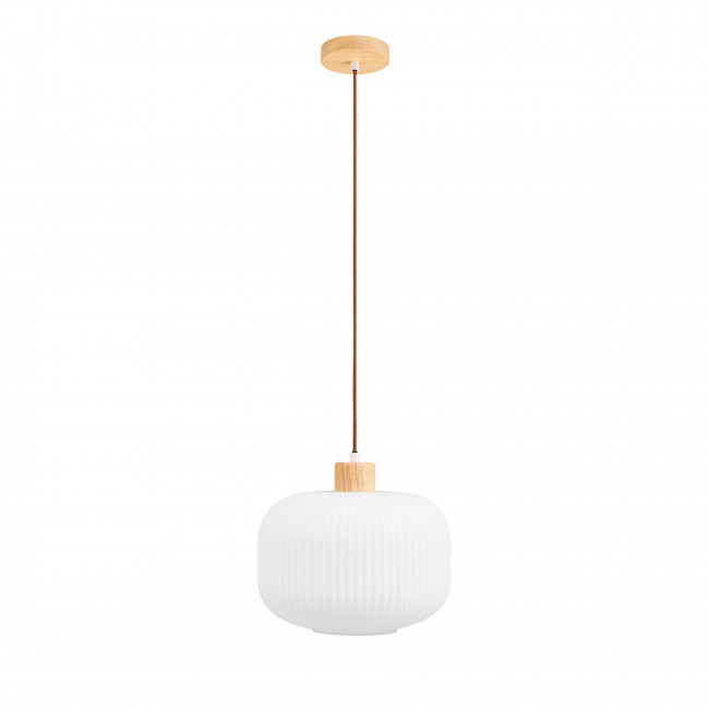 Argalo - Suspension ronde en verre et bois ø30cm