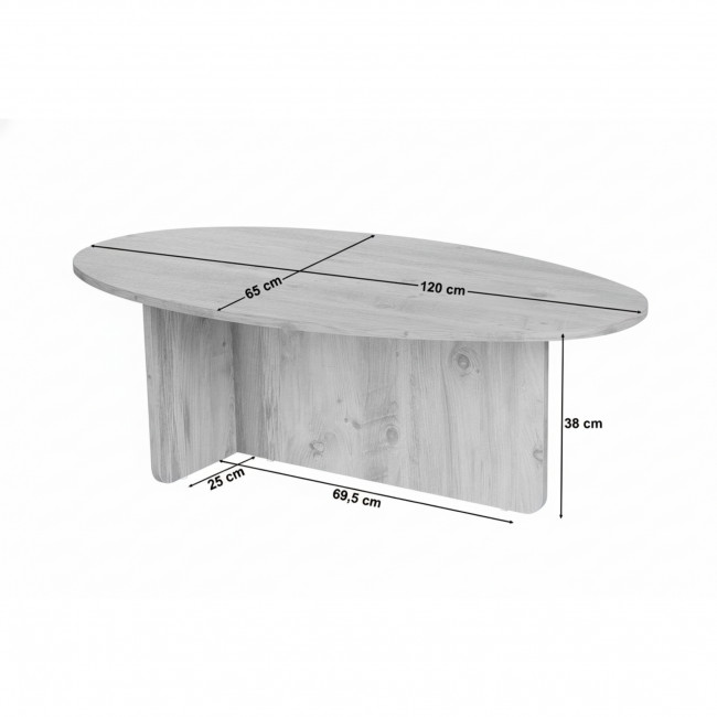 Oris - Table basse organique effet travertin 120x65cm
