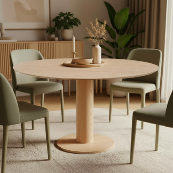 Lisa - Table à manger 4 personnes ronde en bois ø100cm