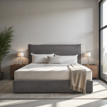Cama - Lit coffre en velours côtelé 160x200cm