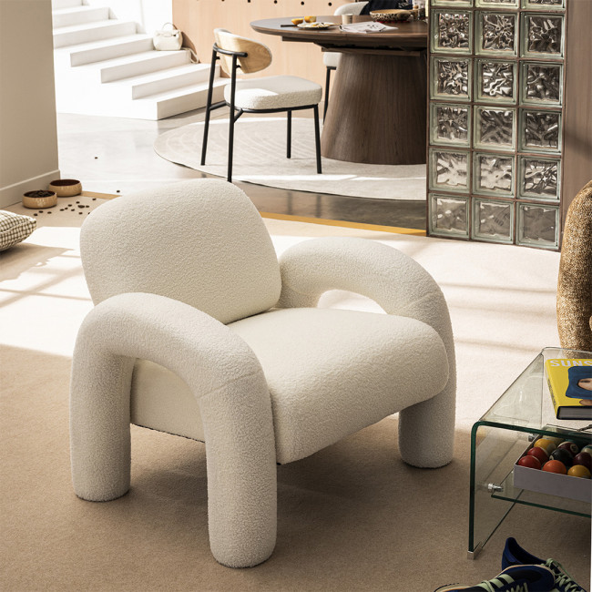 Mio - Fauteuil en tissu bouclette