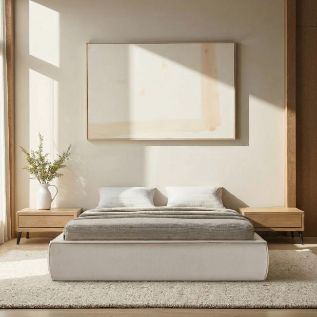 Liberio - Lit coffre en tissu 160x200cm