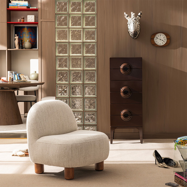 Merge - Petit meuble de rangement 6 tiroirs en bois et métal H120cm