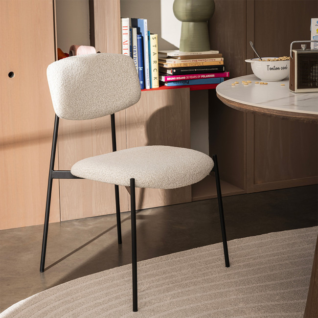Nelly - Lot de 2 chaises en tissu bouclette et métal