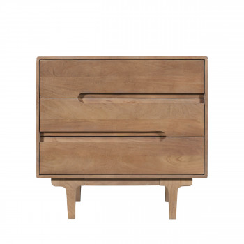 Bogor - Commode 3 tiroirs en bois massif L80cm
