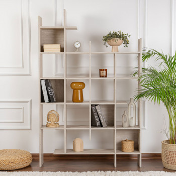 Mako - Bibliothèque effet travertin H188cm