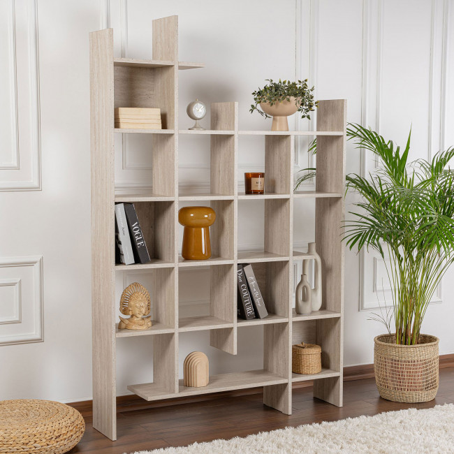 Mako - Bibliothèque effet travertin H188cm