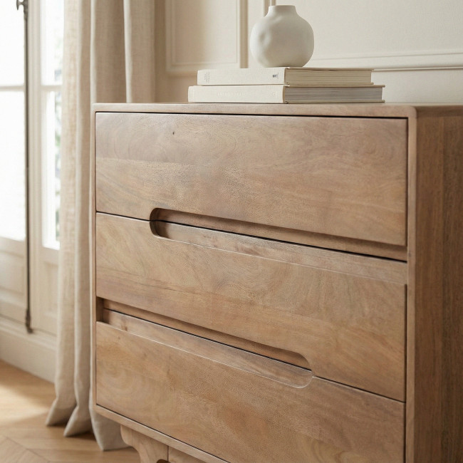 Bogor - Commode 3 tiroirs en bois massif L80cm