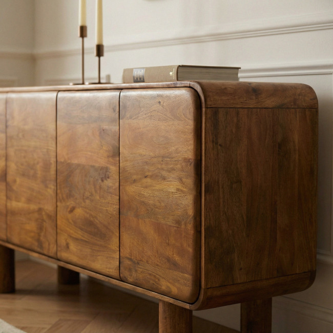 Sira - Buffet 4 portes en bois massif L160cm