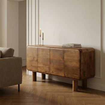 Sira - Buffet 4 portes en bois massif L160cm