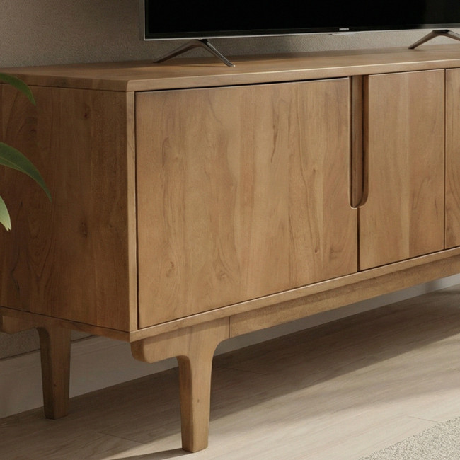 Bogor - Meuble tv 4 portes en bois massif L150cm