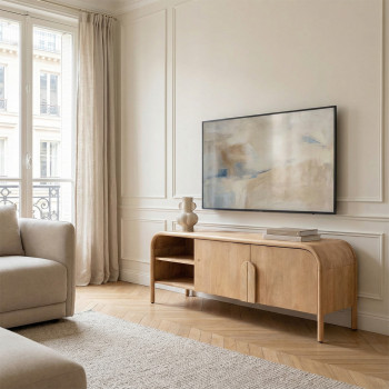 Bali - Meuble TV 2 portes en bois massif L150cm