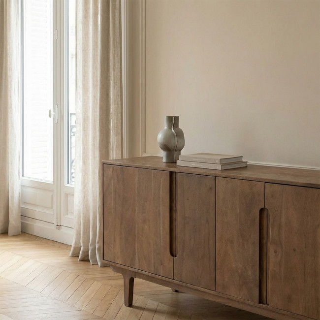 Bogor - Buffet 4 portes en bois massif L150cm