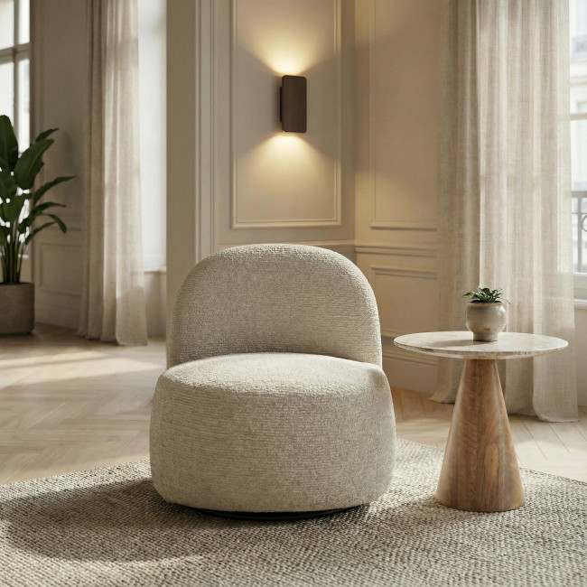 Groovy - Fauteuil pivotant en tissu chenille côtelé