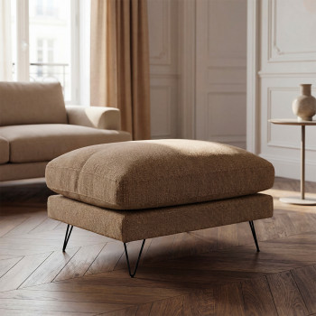 Villabon - Pouf en tissu pieds épingles noirs 