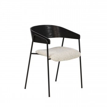 Opna - Lot de 2 fauteuils de table en tissu, bois et métal