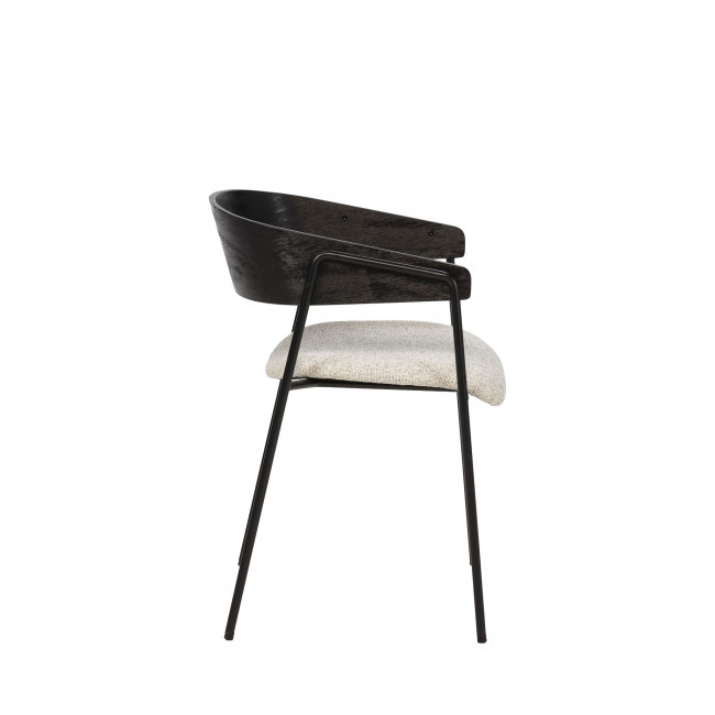 Opna - Lot de 2 fauteuils de table en tissu, bois et métal