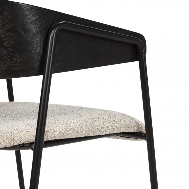 Opna - Lot de 2 fauteuils de table en tissu, bois et métal