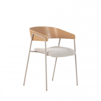 Opna - Lot de 2 fauteuils de table en tissu, bois et métal