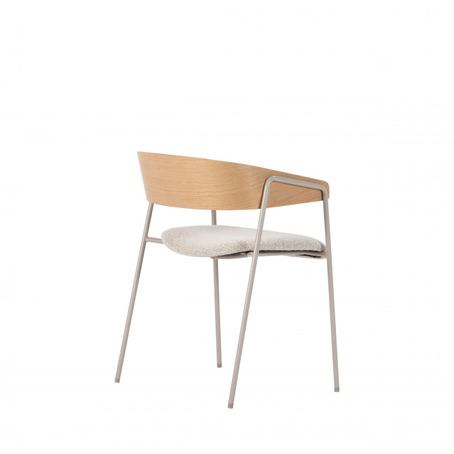 Opna - Lot de 2 fauteuils de table en tissu, bois et métal