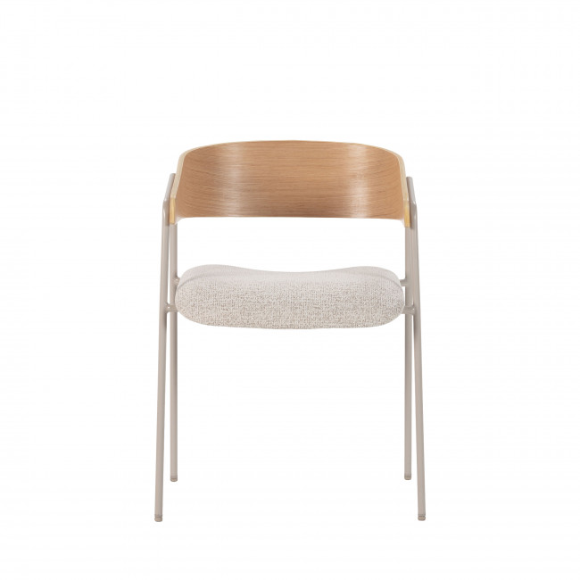 Opna - Lot de 2 fauteuils de table en tissu, bois et métal