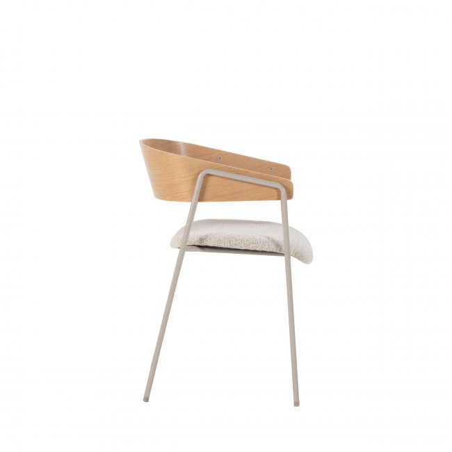 Opna - Lot de 2 fauteuils de table en tissu, bois et métal