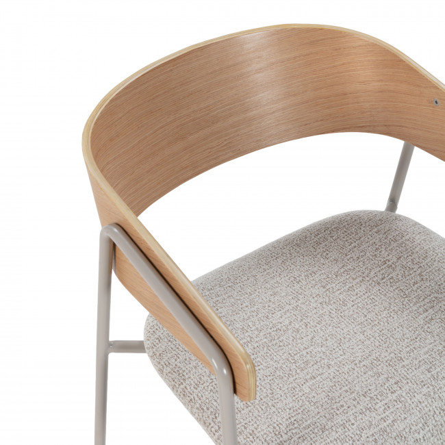 Opna - Lot de 2 fauteuils de table en tissu, bois et métal