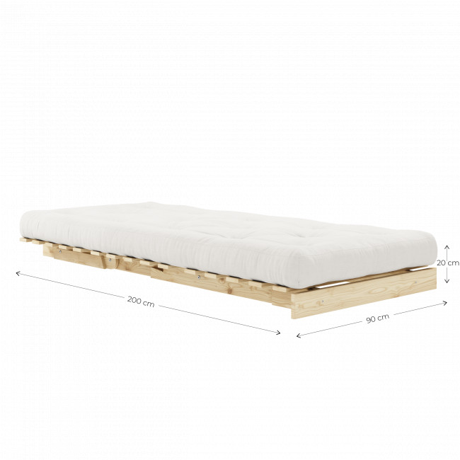 Roots - Fauteuil convertible 90x200 cm en bois naturel et tissu