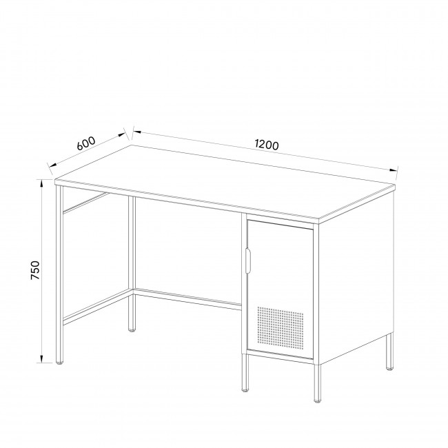 Adel - Bureau 1 porte en métal L120cm