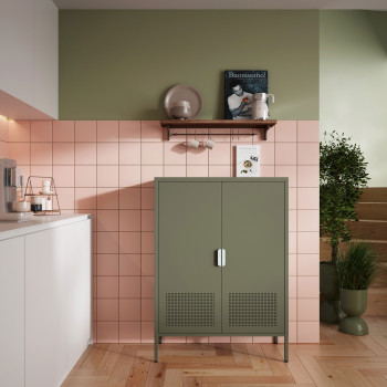 Adel - Buffet haut 2 portes en métal H110cm