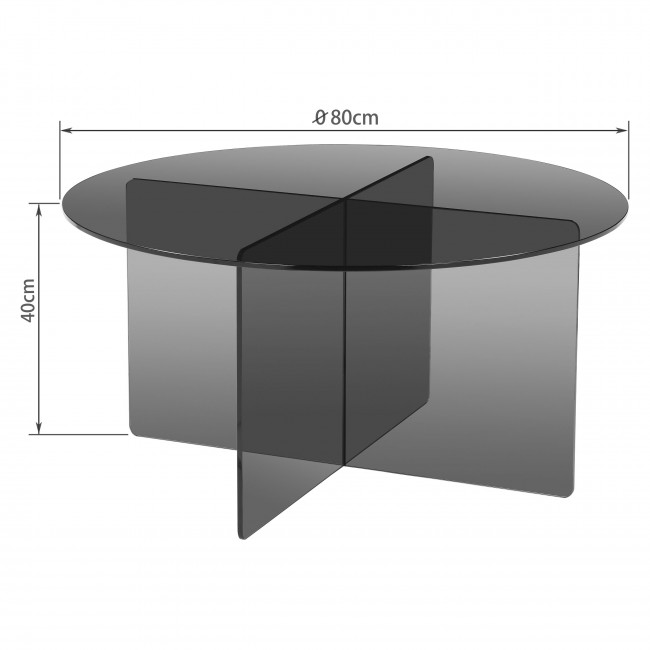 Boston - Table basse ronde en verre ø80cm