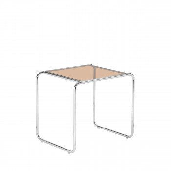 Rika - Table d'appoint en verre pieds chrome