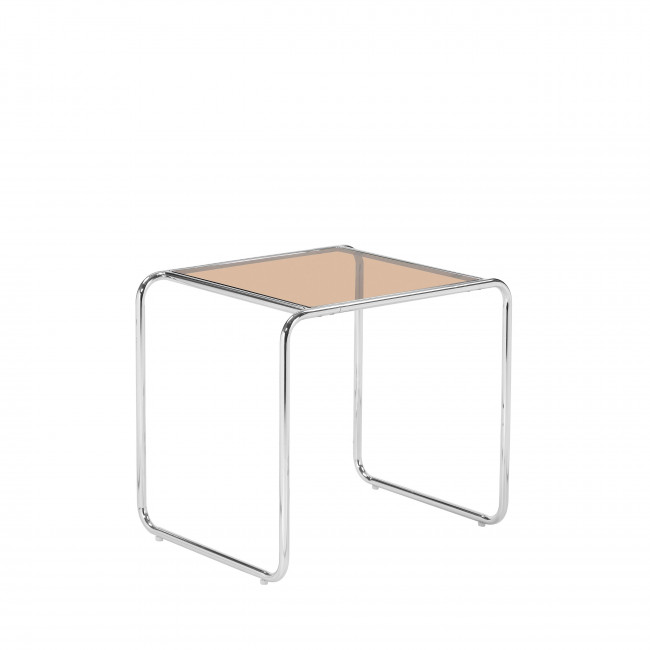 Rika - Table d'appoint en verre pieds chrome