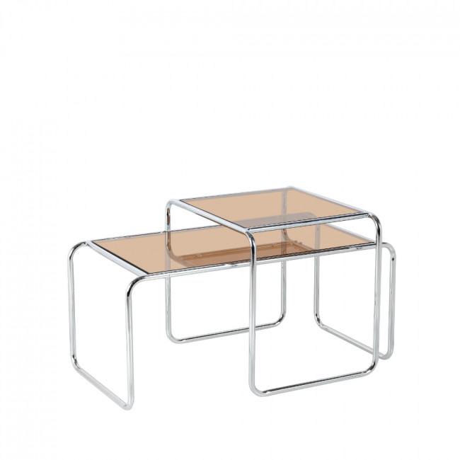 Rika - Table d'appoint en verre pieds chrome