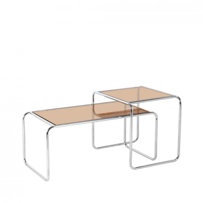 Rika - Table d'appoint en verre pieds chrome