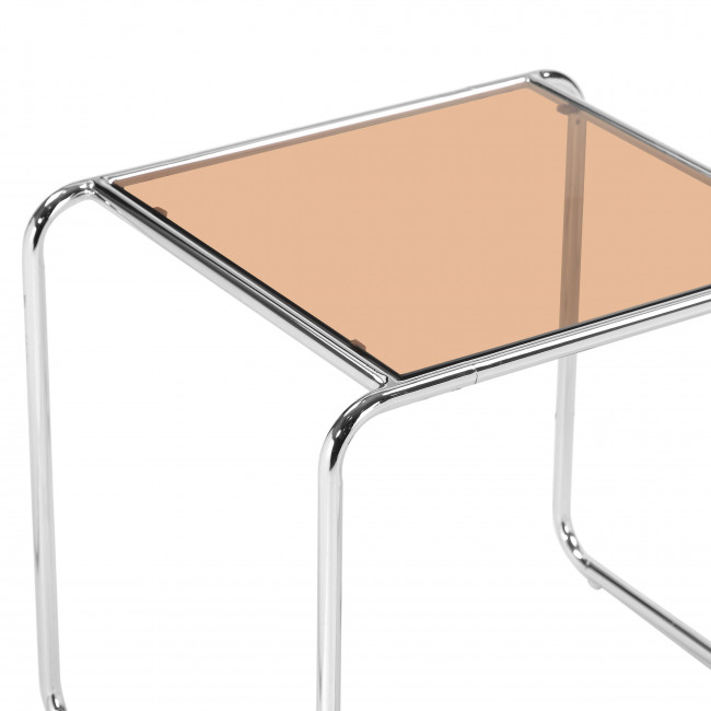 Rika - Table d'appoint en verre pieds chrome