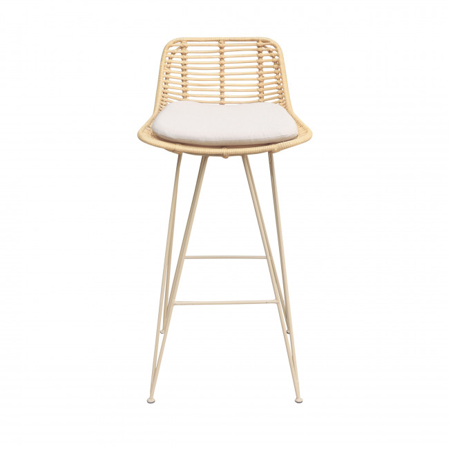 Capurgana - Lot de 2 chaises de bar design en rotin pieds beige H67cm