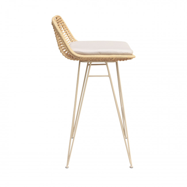 Capurgana - Lot de 2 chaises de bar design en rotin pieds beige H67cm