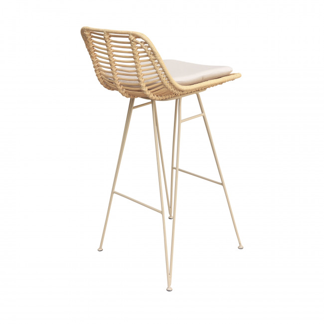 Capurgana - Lot de 2 chaises de bar design en rotin pieds beige H67cm