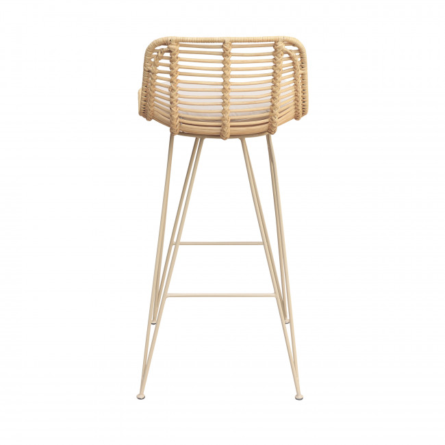 Capurgana - Lot de 2 chaises de bar design en rotin pieds beige H67cm