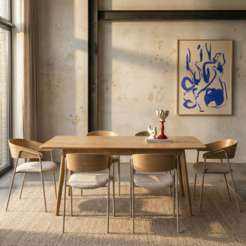 Opna - Lot de 2 fauteuils de table en tissu, bois et métal