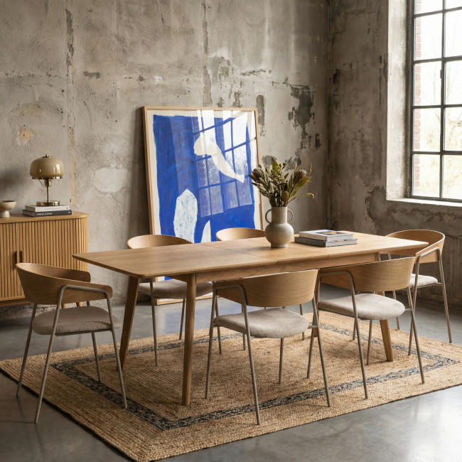 Opna - Lot de 2 fauteuils de table en tissu, bois et métal