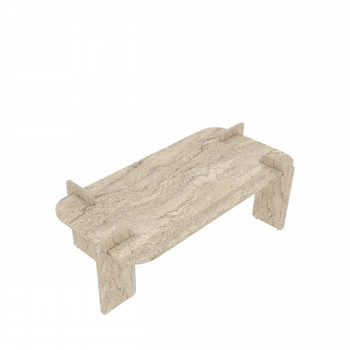 Soleni - Table basse effet travertin 120x60cm